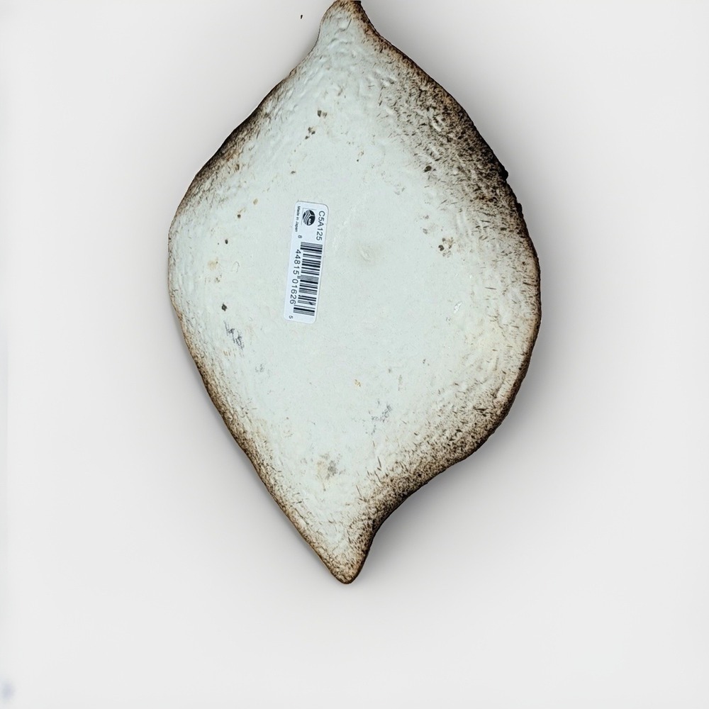 Japanese Dinner Serving Dish Plate 8"L Ceramic Green Brown Rust Crackle Leaf - Picture 3 of 6